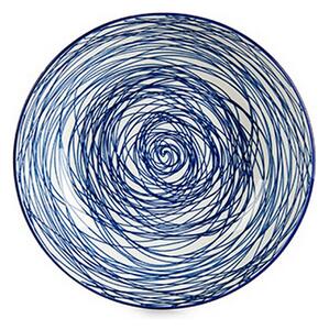 16287 Hluboký Talíř Pruhy Porcelán Modrý Bílý 6 kusů (20 x 4,7 x 20 cm)