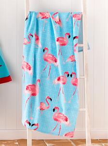 Modro-růžová plážová osuška 160x76 cm Flamingo - Catherine Lansfield