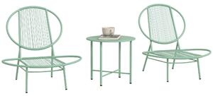 Outsunny 3dílná ocelová bistro souprava odolná vůči povětrnostním vlivům se stolečkem a ergonomickými zahradními židlemi ve tvaru skořápky, venkovní n