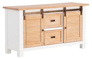 Masivní skříňka pod umyvadlo Capera z borovice a MDF, lakovaná, bílá a hnědá – 140×45×75 cm