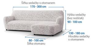 Bielastické potahy VITTORIA smetanová sedačka s otomanem vpravo (š. 170 - 300 cm)