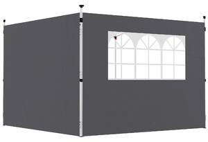 Boční panely Outsunny pro zahradní pavilon 3 x 3 m Set 2 kusů stěn s oknem Oxford 210D Tmavě šedá | Aosom