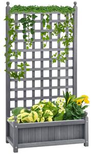 Outsunny Vyvýšená zahradní bedýnka s treláží – Dřevěná treláž s podporou pro popínavé rostliny, 64 x 28 x 120 cm | Aosom