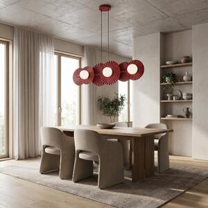 Závěsné svítidlo UMBRA 6 – vínové, bílé sklo, 6× G9, šířka 92 cm