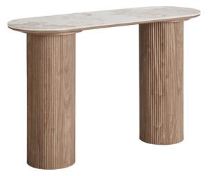 Béžový/v přírodní barvě konzolový stolek s deskou v dekoru mramoru 40x120 cm Athens – House Nordic
