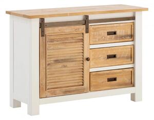 Masivní komoda Capera z borovice a MDF, lakovaná, bílá a hnědá – 103×42×80 cm