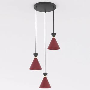 Závěsné svítidlo KLEVER 3 PREM – vínové / černé, 3× E14, šířka 40 cm