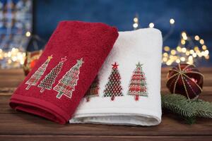 Bavlněný vánoční ručník bílý se stromečky
