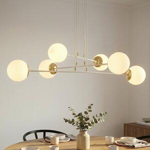 Závěsné svítidlo OGNIS 6 – celobílé, sklo, 6× E27, šířka 90 cm