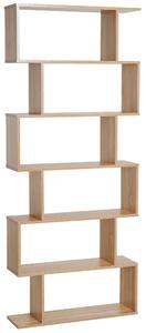 HOMCOM Knižní polička Zigzag v moderním designu 80Š x 23H x 192V cm, 6 úrovní, barva světlého dubu | Aosom