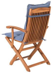 Sada 2 dřevěných zahradních židlí s modrými polštáři MAUI