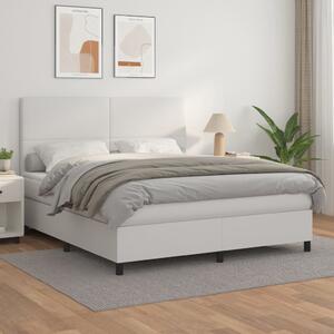 Box spring postel s matrací bílá 160x200 cm umělá kůže 3142732