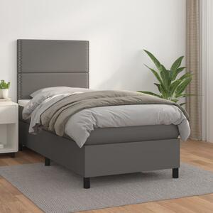 Box spring postel s matrací šedá 100x200 cm umělá kůže 3142771