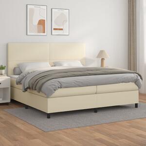 Box spring postel s matrací krémová 200x200 cm umělá kůže 3142745