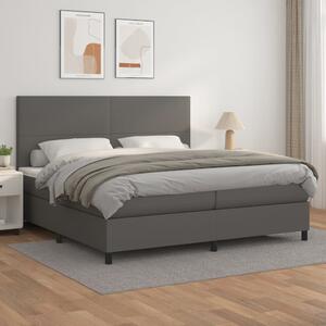 Box spring postel s matrací šedá 200x200 cm umělá kůže 3142747