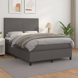 Box spring postel s matrací šedá 140 x 190 cm umělá kůže 3142723