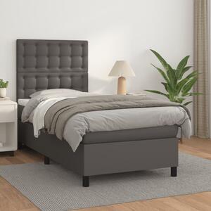 Box spring postel s matrací šedá 80 x 200 cm umělá kůže 3142813