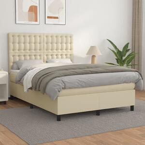 Box spring postel s matrací krémová 140x190 cm umělá kůže 3142841