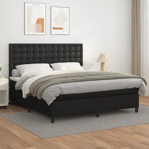 Box spring postel s matrací černá 160x200 cm umělá kůže 3142851