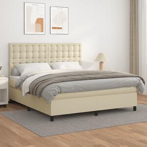 Box spring postel s matrací krémová 160x200 cm umělá kůže 3142853