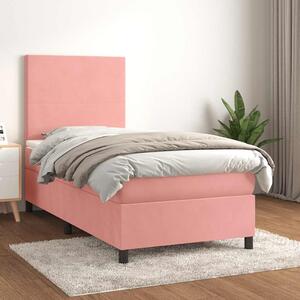 Box spring postel s matrací růžová 80 x 200 cm samet 3142874