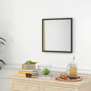 HOMCOM Čtvercové nástěnné zrcadlo 50 x 50 cm, černý dřevěný rám, ideální do koupelny, obývacího pokoje nebo ložnice | Aosom