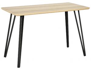 HOMCOM Průmyslový design jídlení stůl Velký zkosený vrch 120L x 60W x 75H cm Černé kovové nohy na vlásky světlá dýha MDF | Aosom