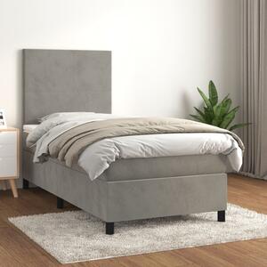 Box spring postel s matrací světle šedá 90x200 cm samet 3142881