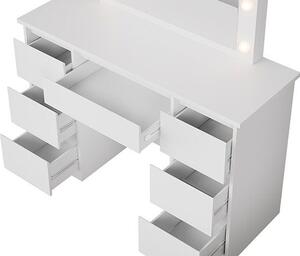 Kosmetický stolek s LED zrcadlem 110x140x40 cm, bílý