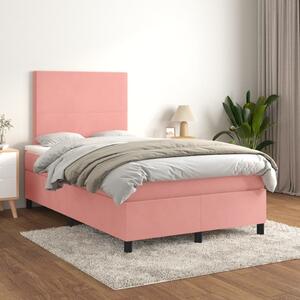 Box spring postel s matrací růžová 120 x 200 cm samet 3142898