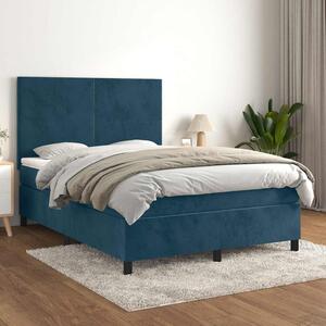 Box spring postel s matrací tmavě modrá 140x190 cm samet 3142903