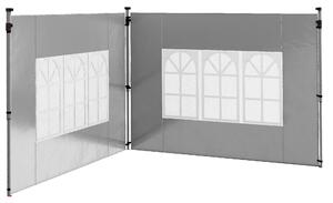 Set 2 bočních stěn Outsunny pro altán 3 x 3 m nebo 3 x 4 m, panel pro pavilon, s oknem, v oxfordské tkanině, 295 x 195 cm, světle šedá | Aosom
