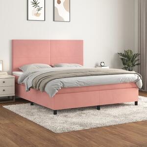 Box spring postel s matrací růžová 160x200 cm samet 3142916