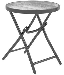Outsunny Kulatý Bistro Zahradní Kávový Stolek Ø 60 x 50H cm Skládací Černý Kovový Skleněný Horní Plocha | Aosom