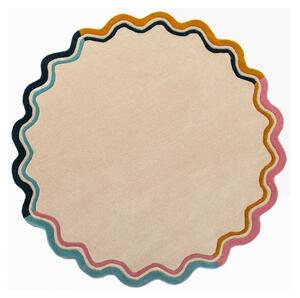 Ručně tkaný vlněný kulatý koberec v přírodní barvě ø 180 cm Leo Scallop – Flair Rugs