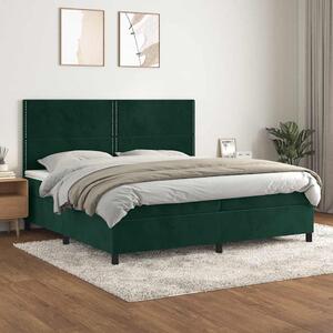 Box spring postel s matrací tmavě zelená 200x200 cm samet 3142986