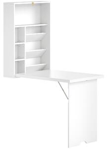 HOMCOM Nástěnný skládací stůl se zásuvkami, skládací stůl, prostorově úsporné řešení pro obývací pokoj, jídelnu, malé prostory, bílý | Aosom