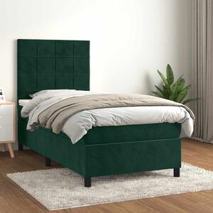 Box spring postel s matrací tmavě zelená 90x200 cm samet 3143004