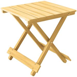 Outsunny Skládací konferenční stolek z masivního dřeva, skládací boční stolek, lehký, s latkovým povrchem, ideální na balkon, zahradu, terasu, 40 x 43