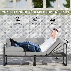 Outsunny 3dílná zahradní lounge sada, rohová sedací souprava pro 5 osob se sofa a skleněným konferenčním stolkem, 5 nastavitelné pozice, polstry, zahr