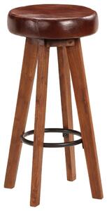 Barové židle 2 ks pravá kůže a masivní akáciové dřevo