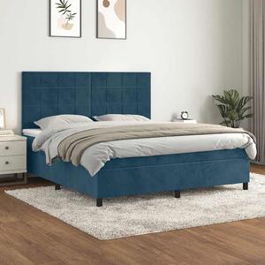 Box spring postel s matrací tmavě modrá 160x200 cm samet 3143035