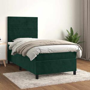 Box spring postel s matrací tmavě zelená 80 x 200 cm samet 3143052
