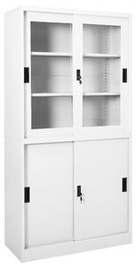 Kancelářská skříň s posuvnými dveřmi bílá 90 x 40 x 180 cm ocel
