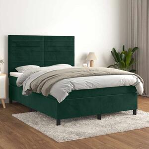 Box spring postel s matrací tmavě zelená 140x190 cm samet 3143082