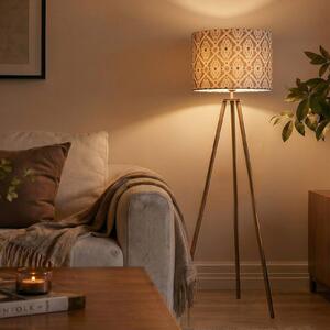 PR Home Stojací lampa Base, antické mosazi/béžová, výška 123 cm, textil, Bronz / starožitná mosaz, Obývací pokoj / jídelna, kov, Skandinávský