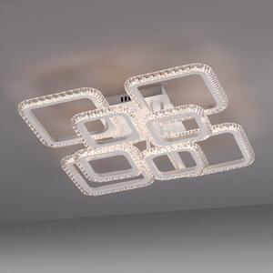 JUST LIGHT. GmbH LED stropní svítidlo Crystallo, hranaté, bílé, železo, 3 000 K, Bílá / opál, Obývací pokoj / jídelna, kov, Moderní