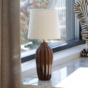 PR Home Stolní lampa Lyon, hnědá/béžová, výška 39 cm, keramika/plátno, Hnědá / rez, Chodba, Keramika, Skandinávský, stojací lampa
