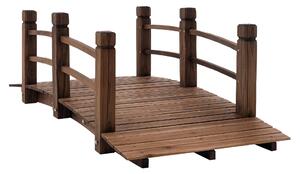 Dřevěný most Outsunny s zábradlím pro rybník, nosnost 181 kg, dekorativní most pro terasu 152,5x67x48 cm, charred wood | Aosom
