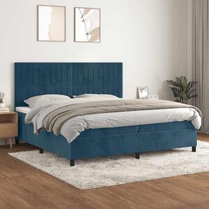 Box spring postel s matrací tmavě modrá 200x200 cm samet 3143167